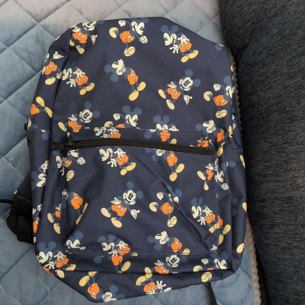 Disney Mickey Mouse Backpack Navy Blue All Over Mickey Mouse Graphic NEW